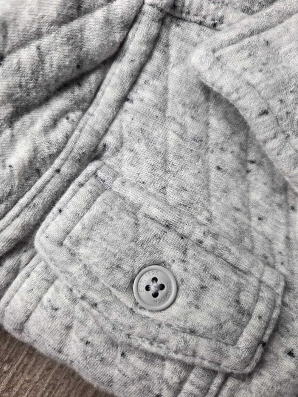 OshKosh B'gosh Boys Quilted Light Gray Button-Up Shacket Shirt Jacket Size 3T